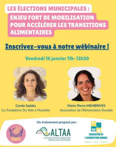 WEBINAIRE : Les élections municipales : enjeu fort de mobilisation pour accélérer les transitions alimentaires